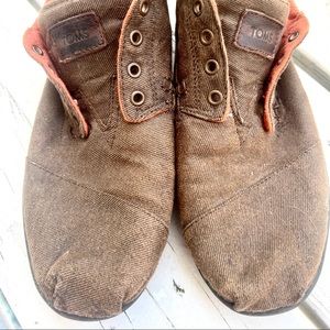 TOMS chukka boot canvas low-ankle Brown w/ Orange lining sz10